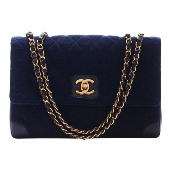 Chanel Handbags - Chanel Matelasse Turnlock Straight Flap Chain Shoulder Jersey Material